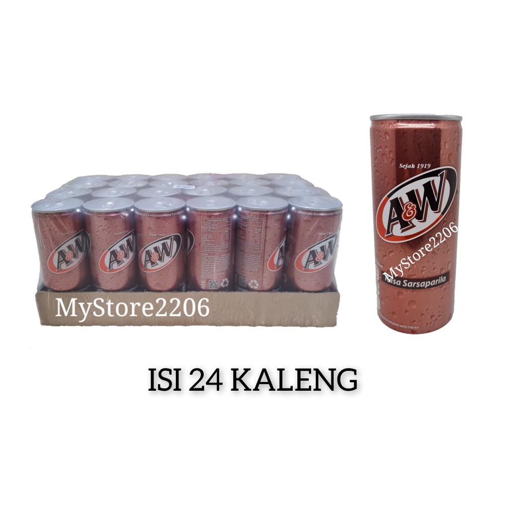 Jual Minuman Kaleng Soda Soft Drink Sarsaparila Merek Aandw Aw 24x250ml 1 Dus Shopee Indonesia 9473