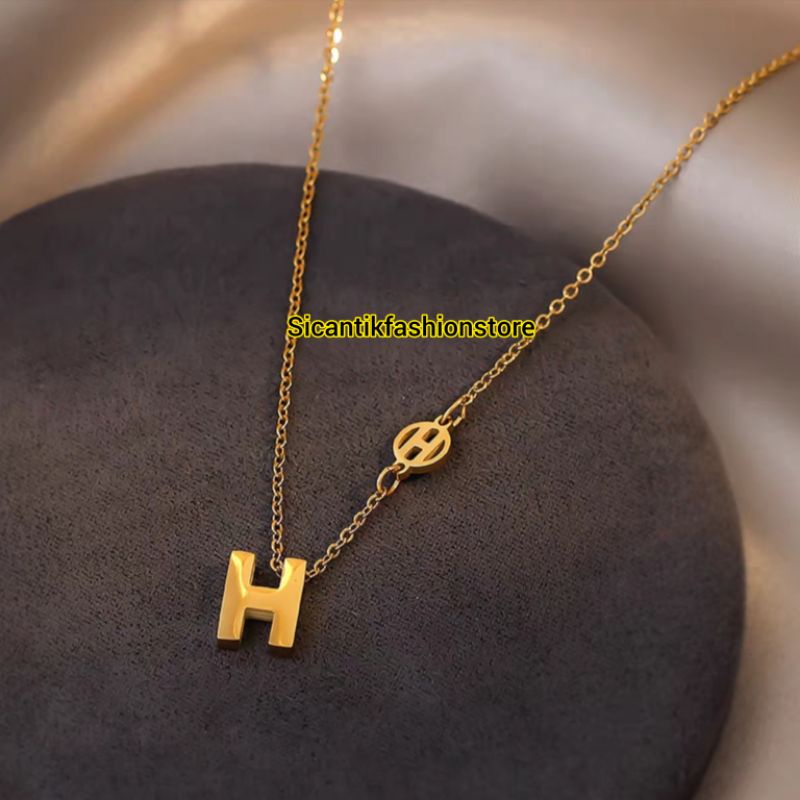 KALUNG TITANIUM WANITA TRENDING LIONTIN H ASLI TITANIUM ANTI KARAT SELAMANYA KALUNG TITANIUM FASHION STYLE WANITA KOREA HARIAN PEREMPUAN KADO ULANG TAHUN