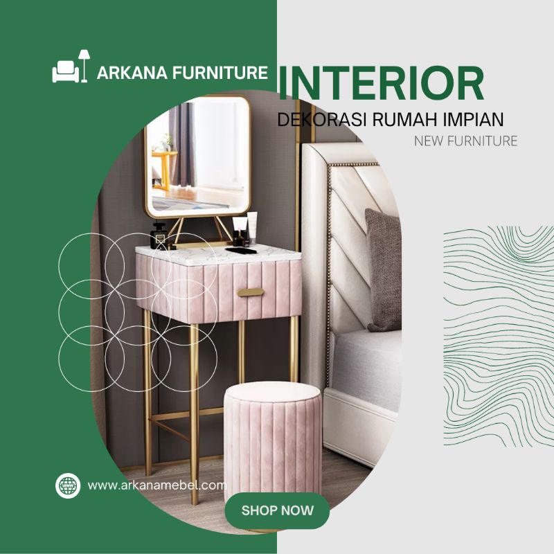 Tolet Meja Rias Make Up Minimalis Aesthetic Kecil 1 laci Motif Salur Terbaru