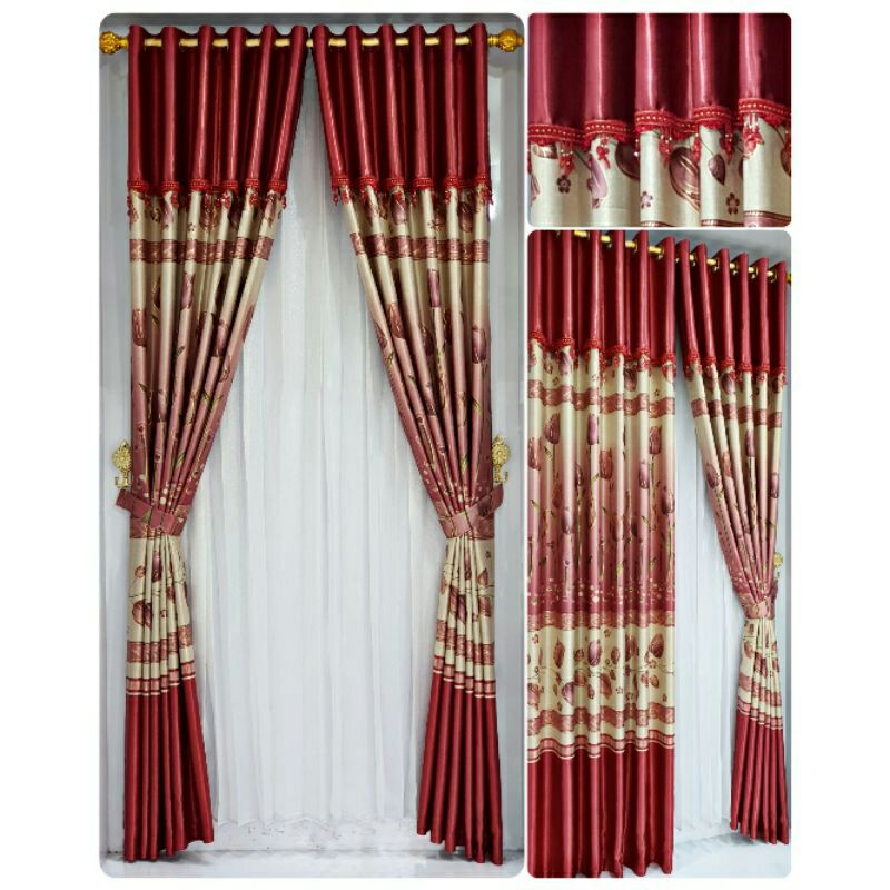 Gorden blackout gorden jendela gorden pintu motif bunga tulip
