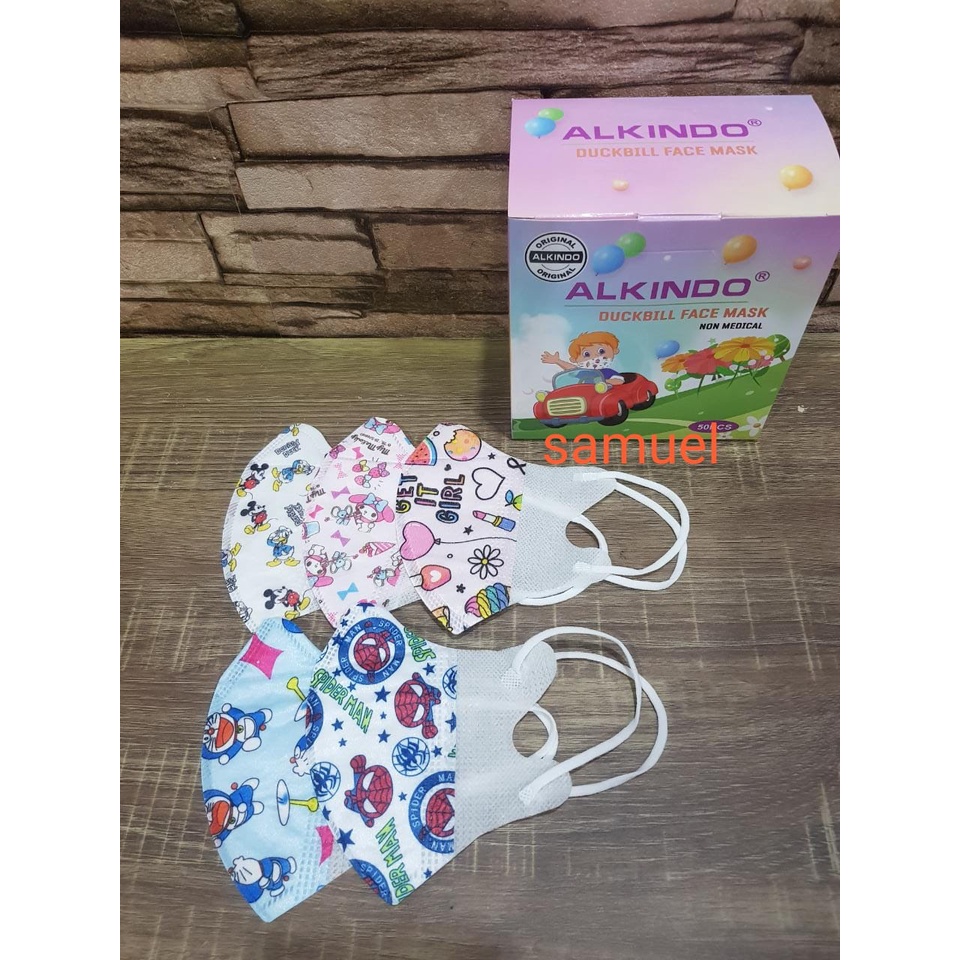 masker / masker duckbil anak anak alkindo motif 50pc / masker kesehatan