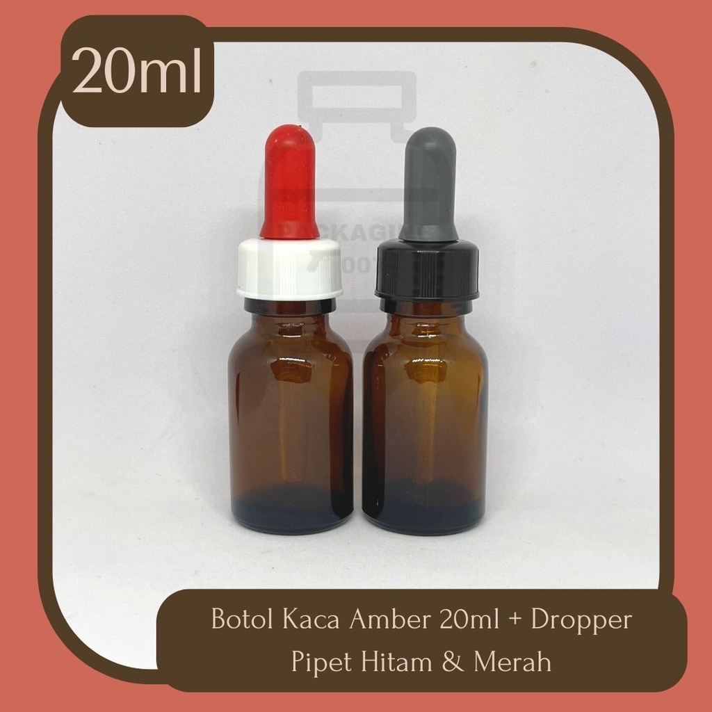 Botol Kaca Amber 20ml/Botol Obat Anak/Pipet Ukur Bayi/ Pipet Anak Bayi/ Pipet Ukur/Pipet Obat  - Pip