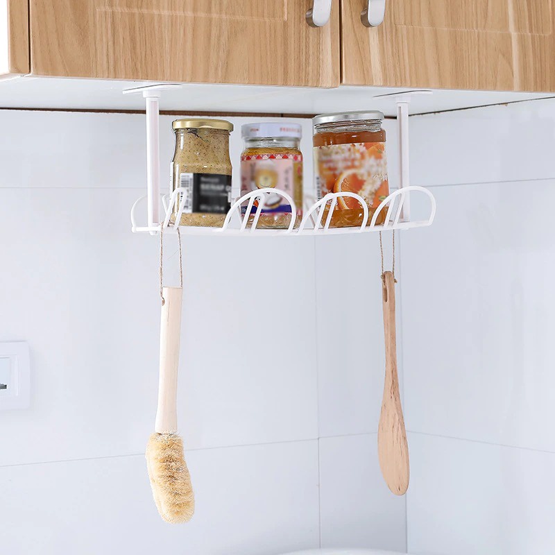 Rak Gantung Bawah Meja ABS Under Table Storage Rack Cable Organizer - White