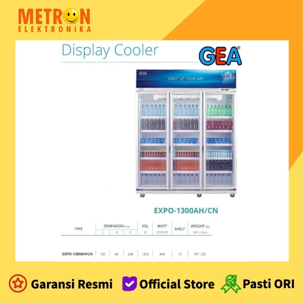 GEA EXPO 1300 AH/CN / DISPLAY COOLER SHOWCASE 3 DOORS 1300 LITER / EXPO1300AHCN