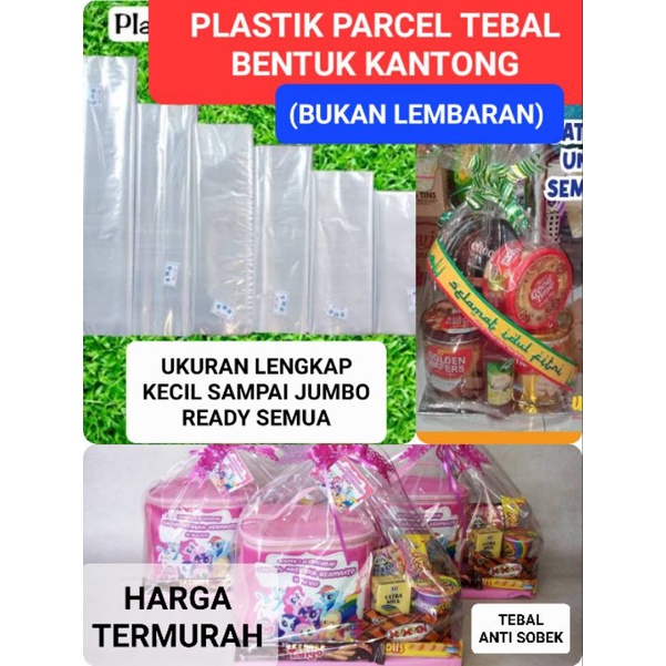 Plastik PARCEL BENTUK KANTONG | Kantong Plastik Hampers Souvernir | Kresek Bening Boneka Jumbo | Pembungkus Kue Hantaran Hadiah | Plastic parsel transparan | plastik opp kaca tanpa lem perekat seal