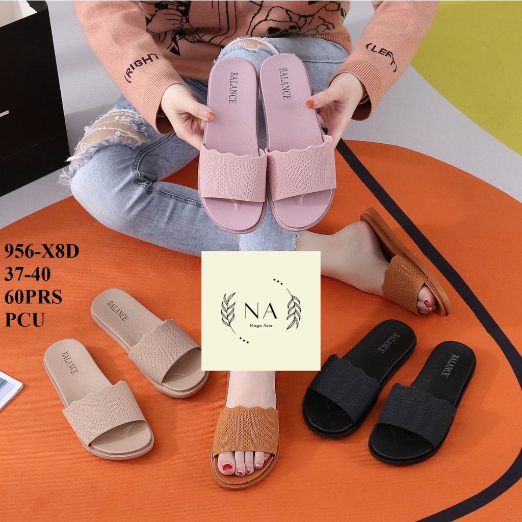 SANDAL SELOP JELLY BALANCE 956-x8 BAHAN VCU IMPORT balance motif polos ukuran (37-40),  dengan bahan elastis dan lentur serta tahan lama || COD ||