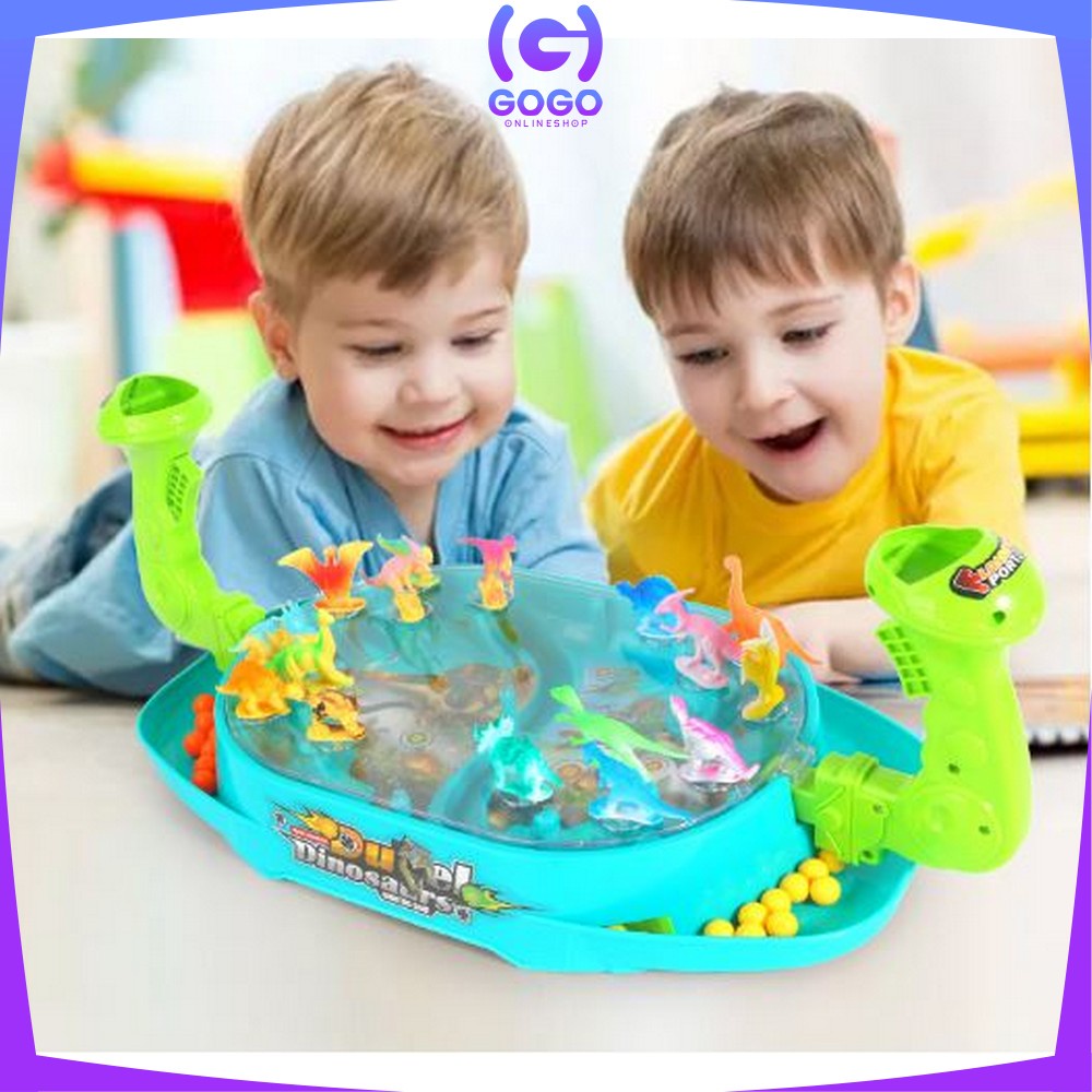 GOGO-M285 Mainan Dinosaurus Duel Games Tembak Bola Dinosaur Board Game Set Maenan Dino Battle Games Anak Laki Laki Perempuan