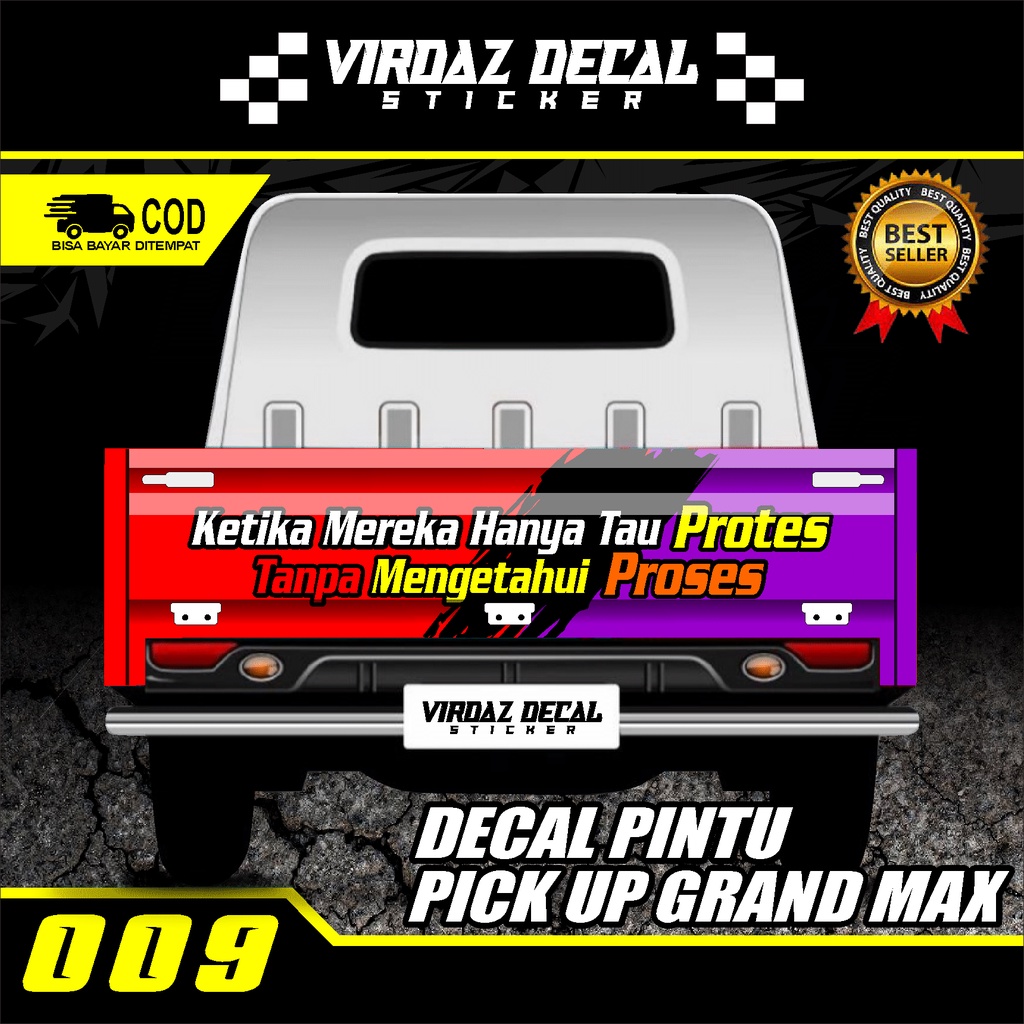 Stiker Decal Pintu Belakang Mobil Pick Up L300/GRAND MAX/CERRY NEW/TS120 Stiker Bak Belakang Stiker 