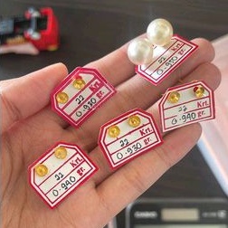 Giwang Tusuk dengan penahan giwang persit giwang emas mutiara air laut asli lombok setelan perhiasan