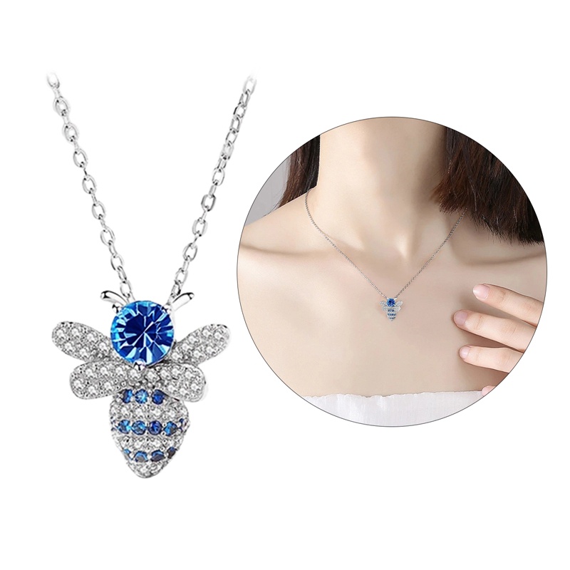 Fancyqube Kalung Dengan Liontin Bentuk Lebah Madu Bahan Cubic Zirconia Untuk Wanita