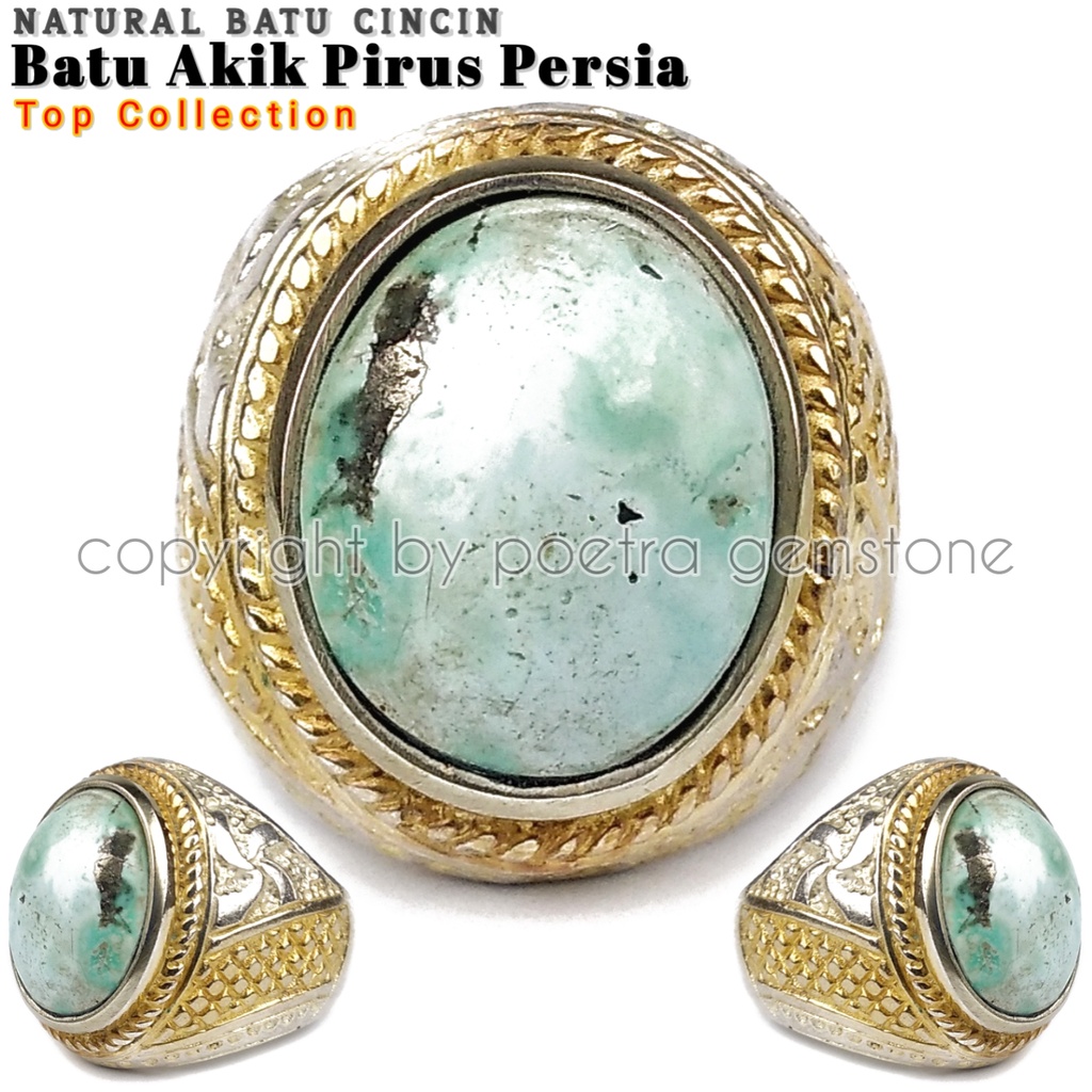 Natural Batu Cincin Batu Akik Pirus Persia Motif Bagus