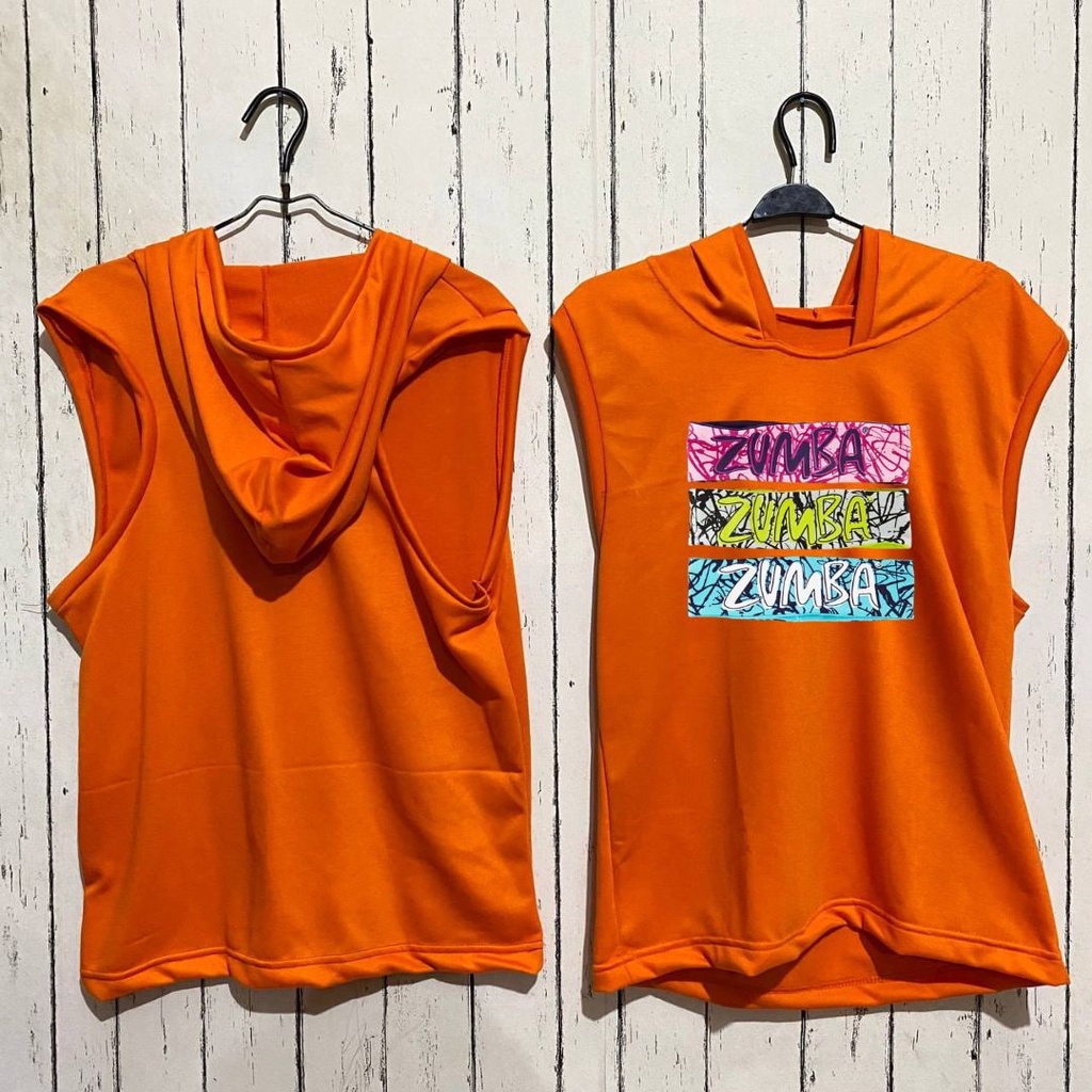 Clothing May - Rompi Zumba Grafik Keren Rompi Dewasa Bahan Baby Terry Warna Merah Putih Orange Hijau Ungu