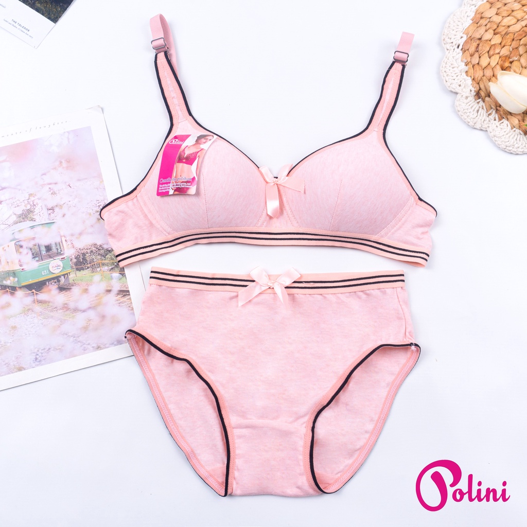 BEE - Setelan Bra Busa Tipis Tanpa Kawat Bra Wireless Set Bra &amp; Cd POLINI G500