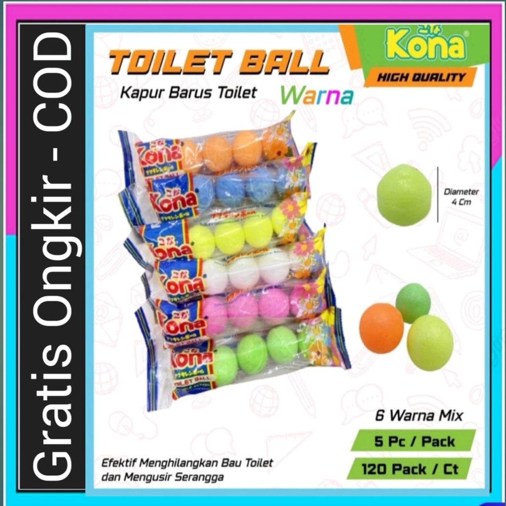 Kamper Bulat  Kapur Barus  Besar Isi 5 Ball Warna