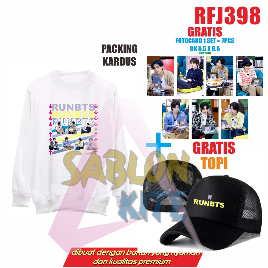 GRATIS TOPI DAN FOTOCARD 7PCS !!! SWEATER RUNKPOP KOMPLIT RFJ398