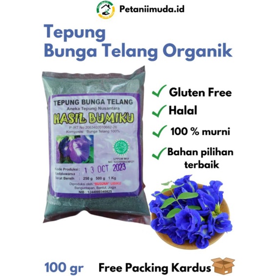 Jual Tepung Bunga Telang Kemasan Gram Bubuk Bunga Telang Kemasan