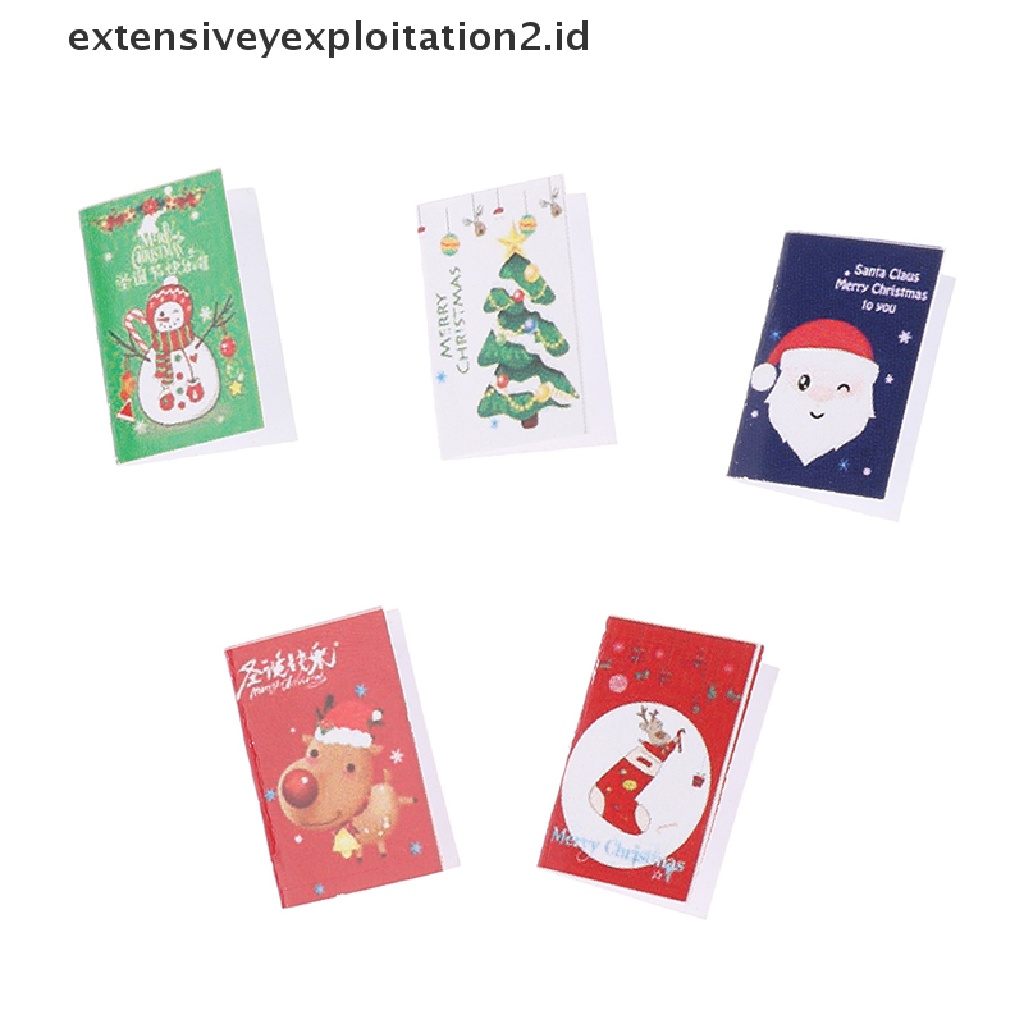 5pcs / Set Mainan Miniatur Kartu Natal Skala 1: 12 Untuk Aksesoris Rumah Boneka