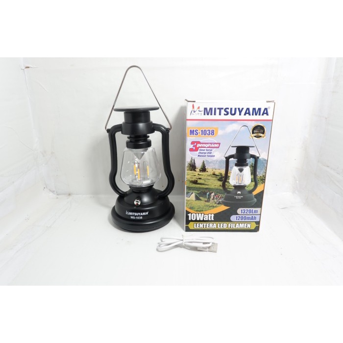 LENTERA LED FILAMEN 10w WARM WHITE MITSUYAMA MS-1038 LED RECHARGEABLE LAMPU FILAMEN 10 WATT