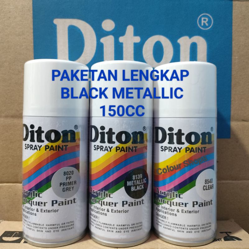 Pilok Cat Diton Metallic Black 8139 Primer Grey Epoxy 8020 Clear 8540 Paketan Hitam Metalik 3 pcs 150cc Pilox Cat Semprot Diton Spray Paint