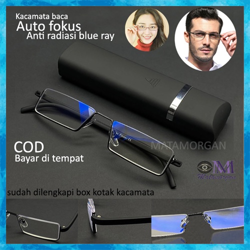 KACAMATA BACA LENSA PLUS AUTO FOKUS LENSA ANTI RADIASI GAGANG LENTUR FRAME KECIL DAN ELEGAN FREE BOX