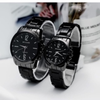 Jam Tangan Pria Wanita Couple Korea Style Bvlgai Polos Rantai Steel