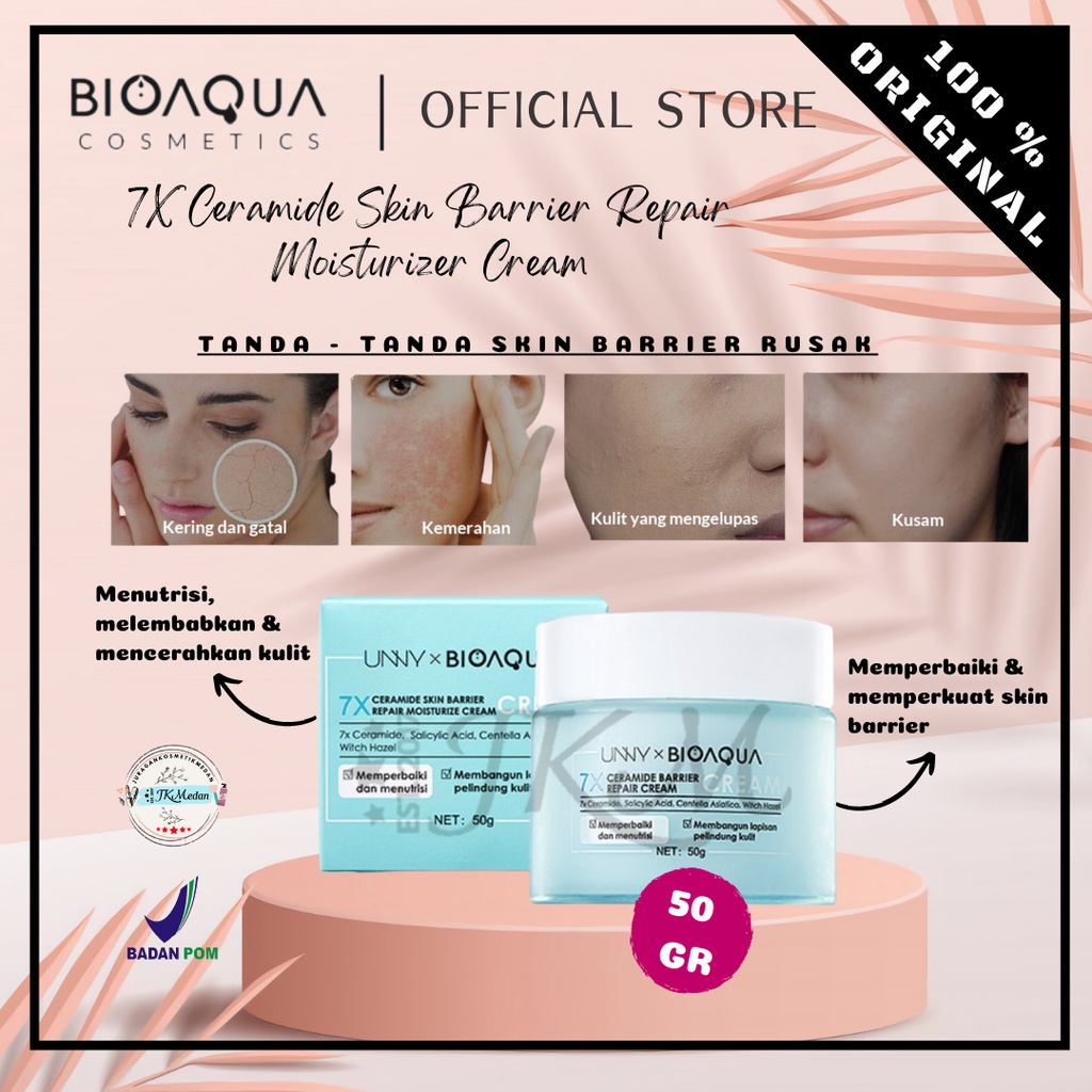 BIOAQUA 7X CERAMIDE SKIN BARRIER REPAIR MOISTURIZE CREAM 50GR CREAM PELEMBAB WAJAH CREAN SIANG CREAM MALAM DAY CREAM NIGHT CREAM