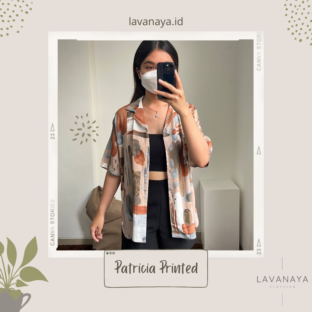 Lavanaya | Kemeja Wanita Printed Korea Lengan Pendek Patricia Printed Shirt
