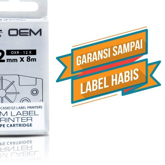 OEM TAPE EZ LABEL CASIO 12MM BLACK INK CLEAR (OXR-12X)