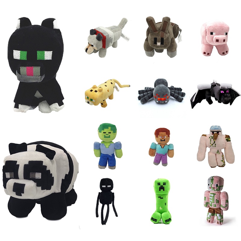 Mainan Rambat Boneka Boneka Boneka Boneka Enderman Serigala Mewah Boneka Pixel