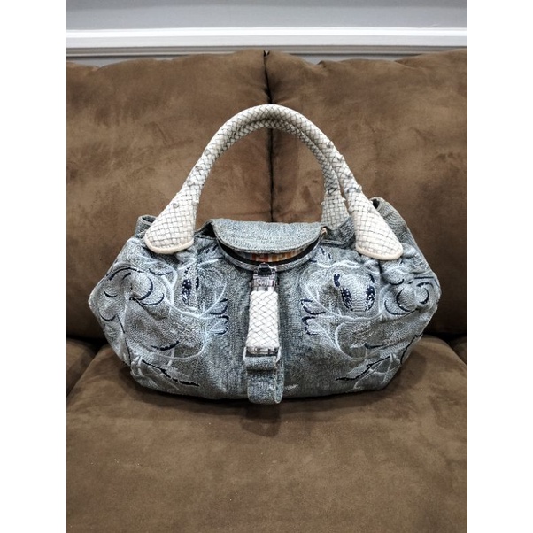Fendi Limited Edition Denim Squirrel Spy Hand Bag Denim