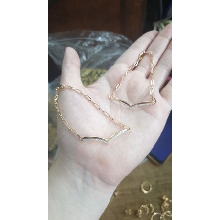 Gelang tangan paperclip syahnaz love emas asli 375 8k lucu hati