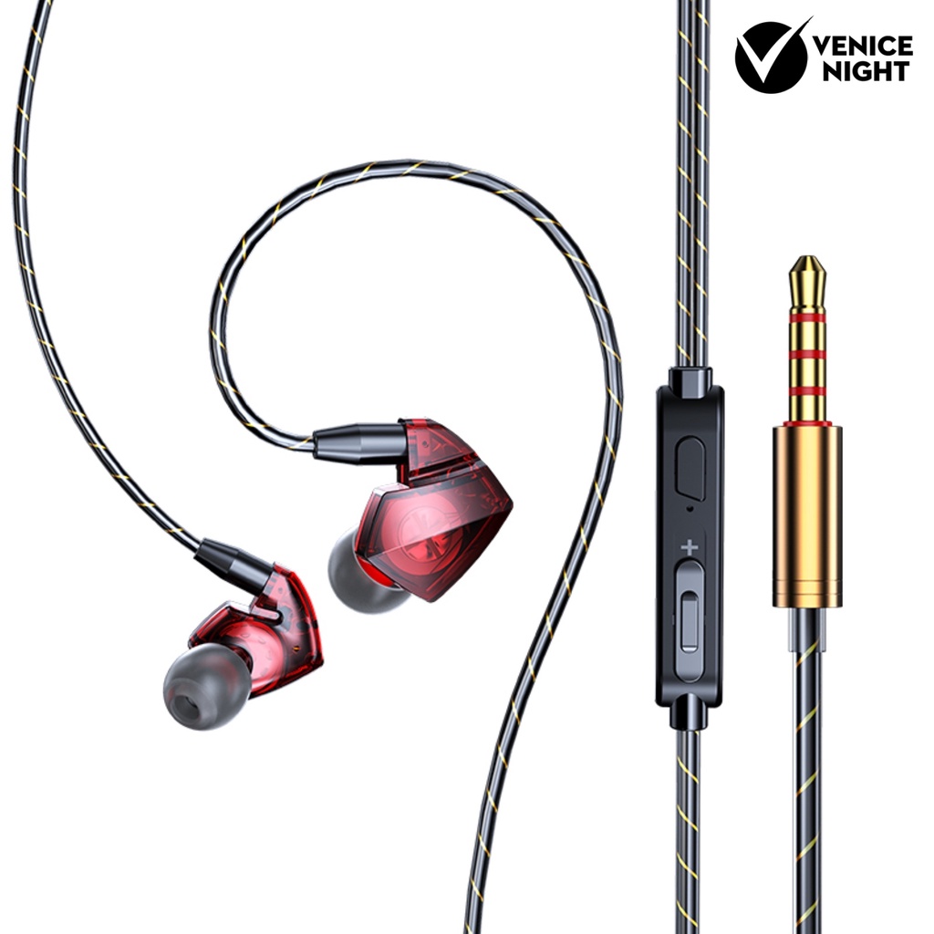 (VNEP) (Berkabel) 3.5mm Dynamic In-ear HiFi Heavy Bass Sport Earphone dengan Mic untuk Ponsel