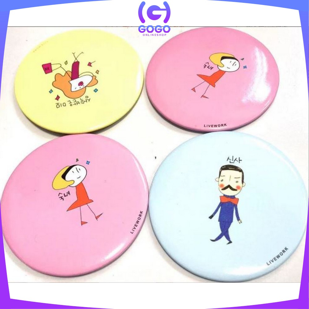 GOGO-K53 Cermin Bulat Karakter / Kaca Cermin Make Up Mini Travelling Motif Kartun Colorful / Cermin Saku Portable Mini / Kaca Dandan Rias Sovenir