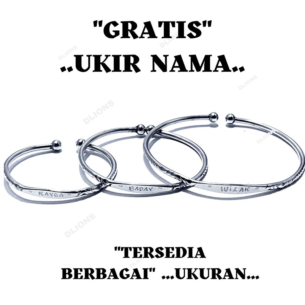 GELANG BAJA PUTIH UKIR NAMA GELANG MONEL
