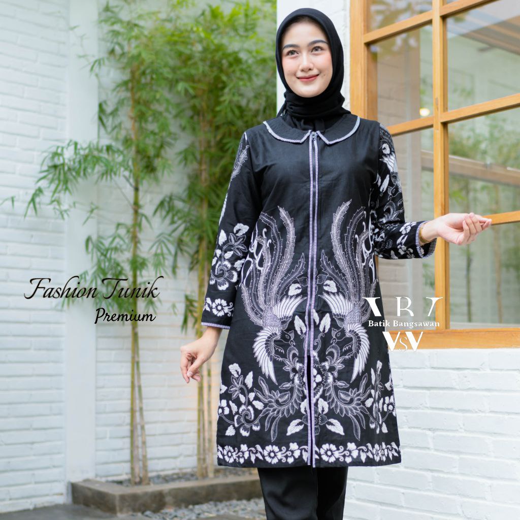 Baju Batik Wanita Modern Atasan Batik Kerja Wanita Tunik Batik Kantor Lengan Panjang Seragam Batik M L XL XXL