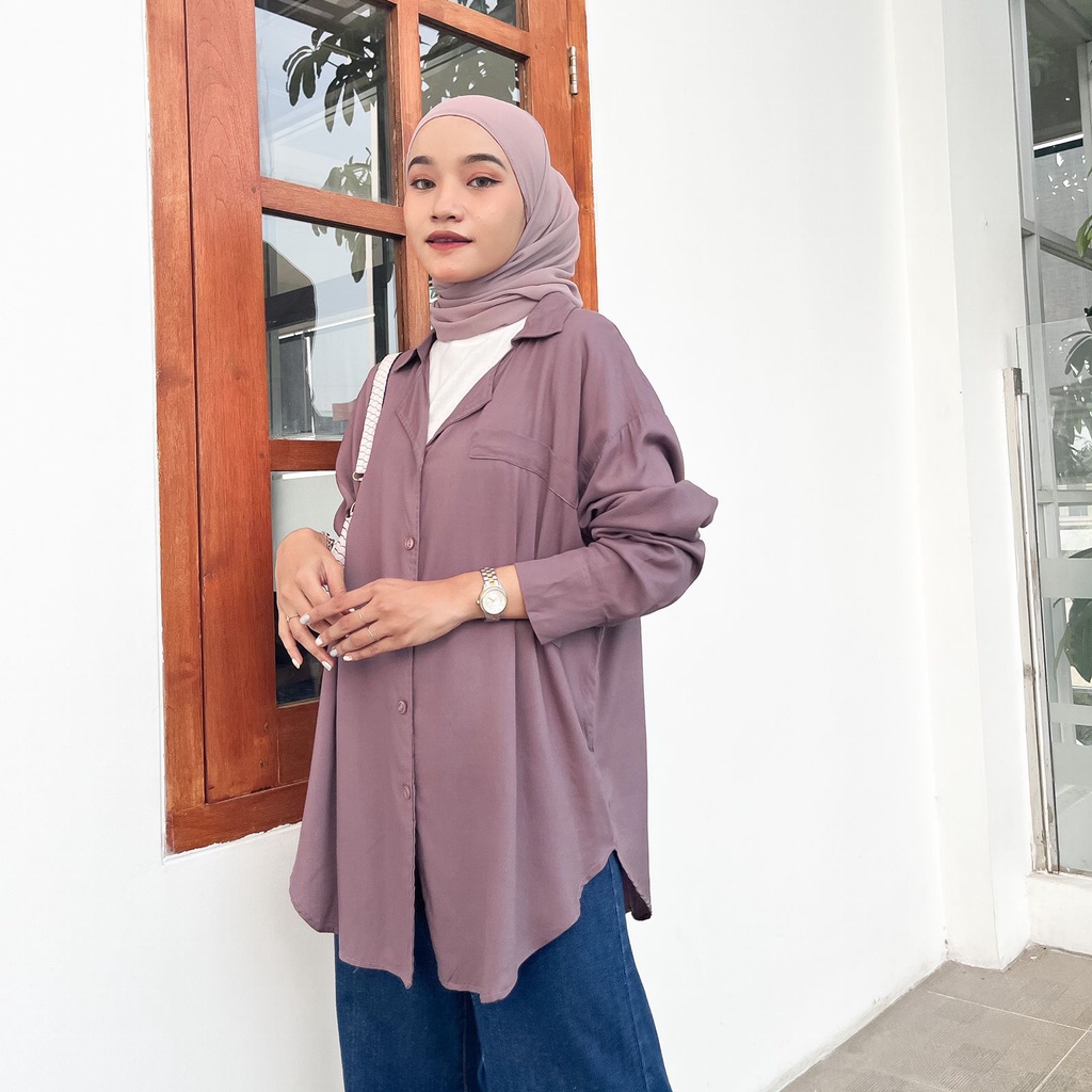 JIHAN OVERSIZE XXL LD 120  - BAJU BLOUSE WANITA JUMBO BIG SIZE TO XXL - ATASAN LENGAN PANJANG - KEMEJA OVERSIZE