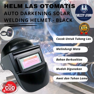Helm Las Otomatis Auto Darkening Solar Welding Helmet - Black
