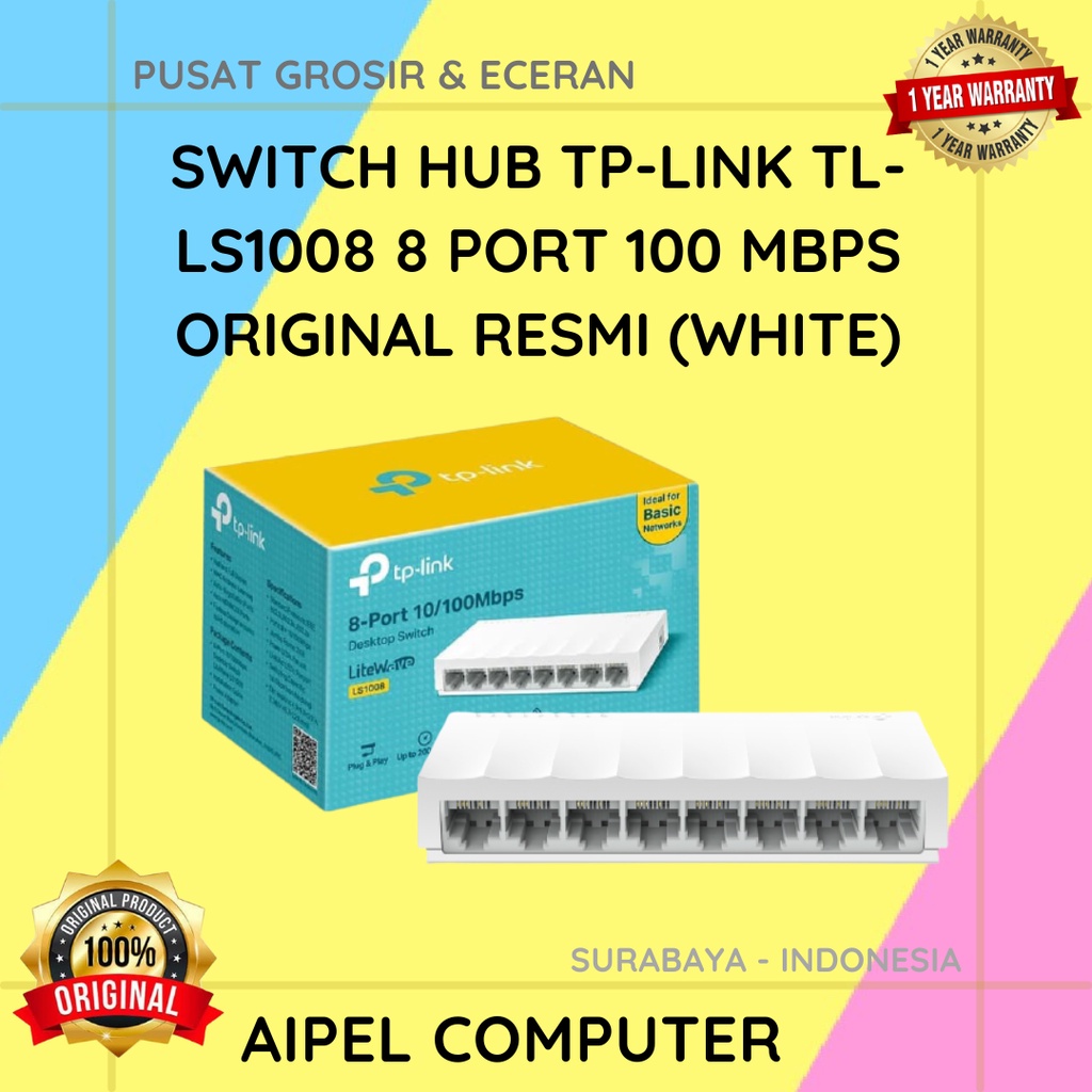 LS1008 | SWITCH HUB TP-LINK TL-LS1008 8 PORT 100 MBPS ORIGINAL RESMI