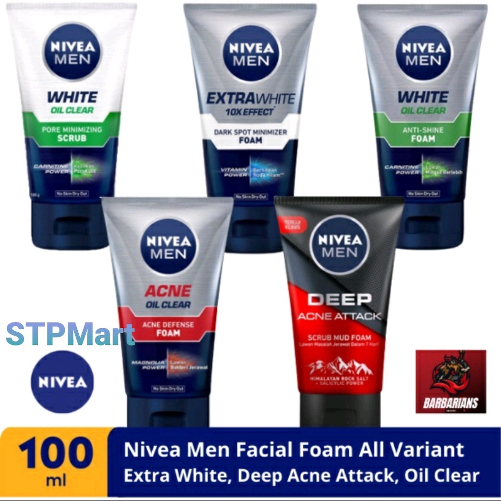 NIVEA MEN Facial Foam 100 ml  DEEP ACNE ATTACK // EXTRA BRIGHT DARK SPOT MINIMIZER FOAM