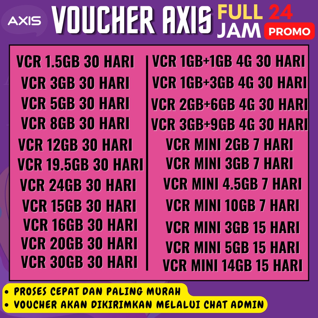 PALING MURAH VOUCHER DATA KUOTA AXIS OWSEM, AXIS AIGO 30 HARI, AIGO KUOTA JUMBO & AXIS AIGO MINI