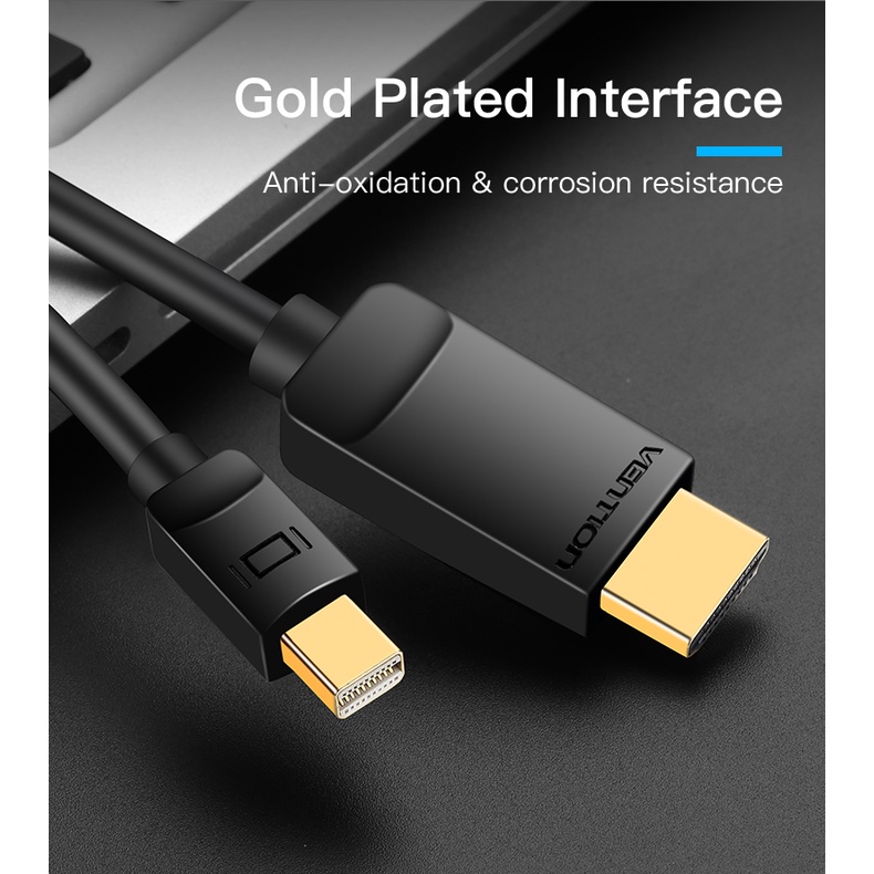 (Bisa Cod) Vention Kabel Conveter Mini DisplayPort MiniDP to HDMI FullHD 1080 HAB