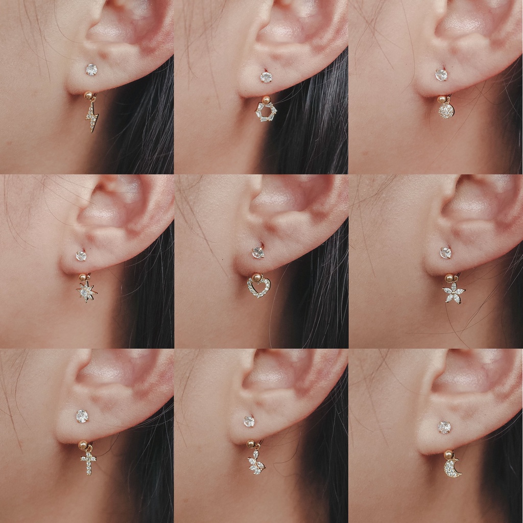 1552 / 1553 - (HARGA 1 BIJI) ANTING PIERCING KARAKTER TINDIKAN HELIX TRAGUS - STAINLESS STEEL