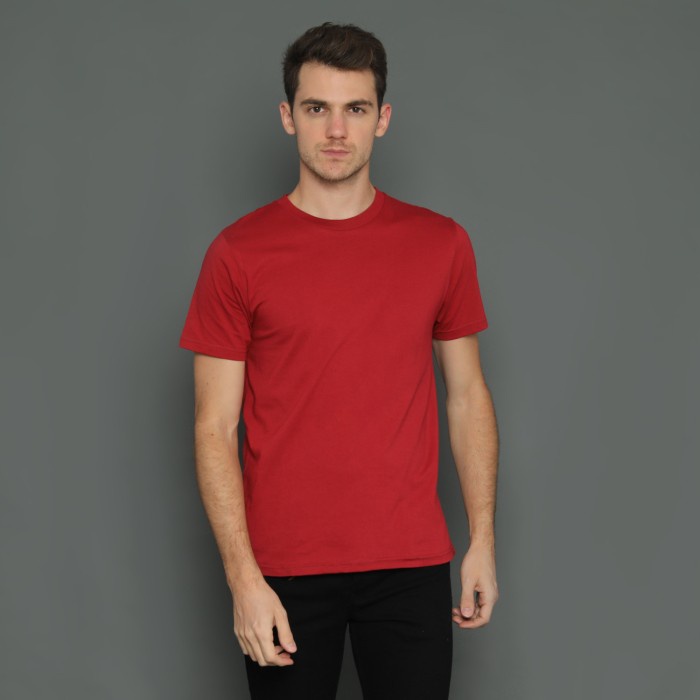 T-shirt Kaos Polos Premium Miles&co Pria & Wanita - Basic Merah Maroon
