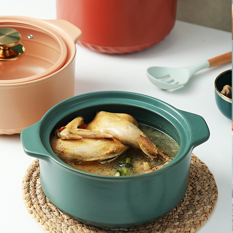 Panci Perebus Panci Keramik Anti Panas Tutup Kaca / Panci Masak Sup Hotpot