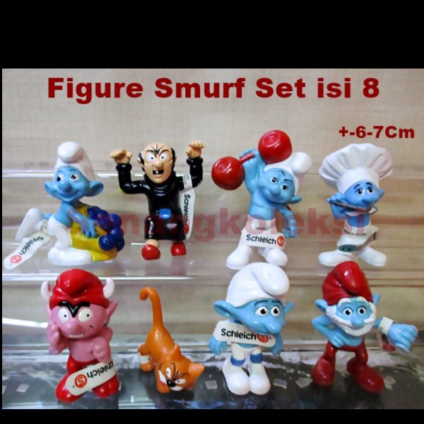 Smurf Figure Set isi 8/Topper Cake