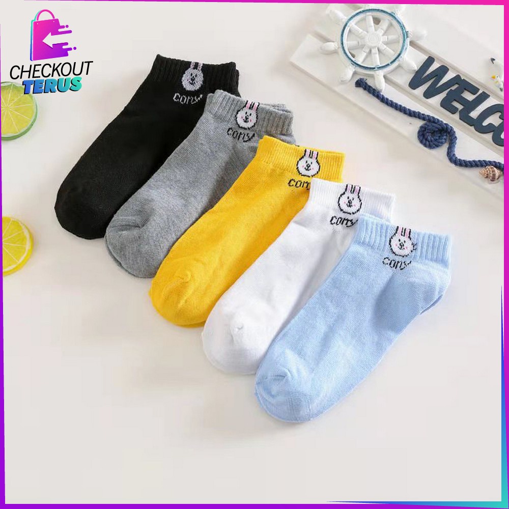 CT P55 Kaos Kaki Ankle Wanita Kaos Kaki Pendek Semata Kaki Polos Dewasa Motif Karakter Cewek Kekinian