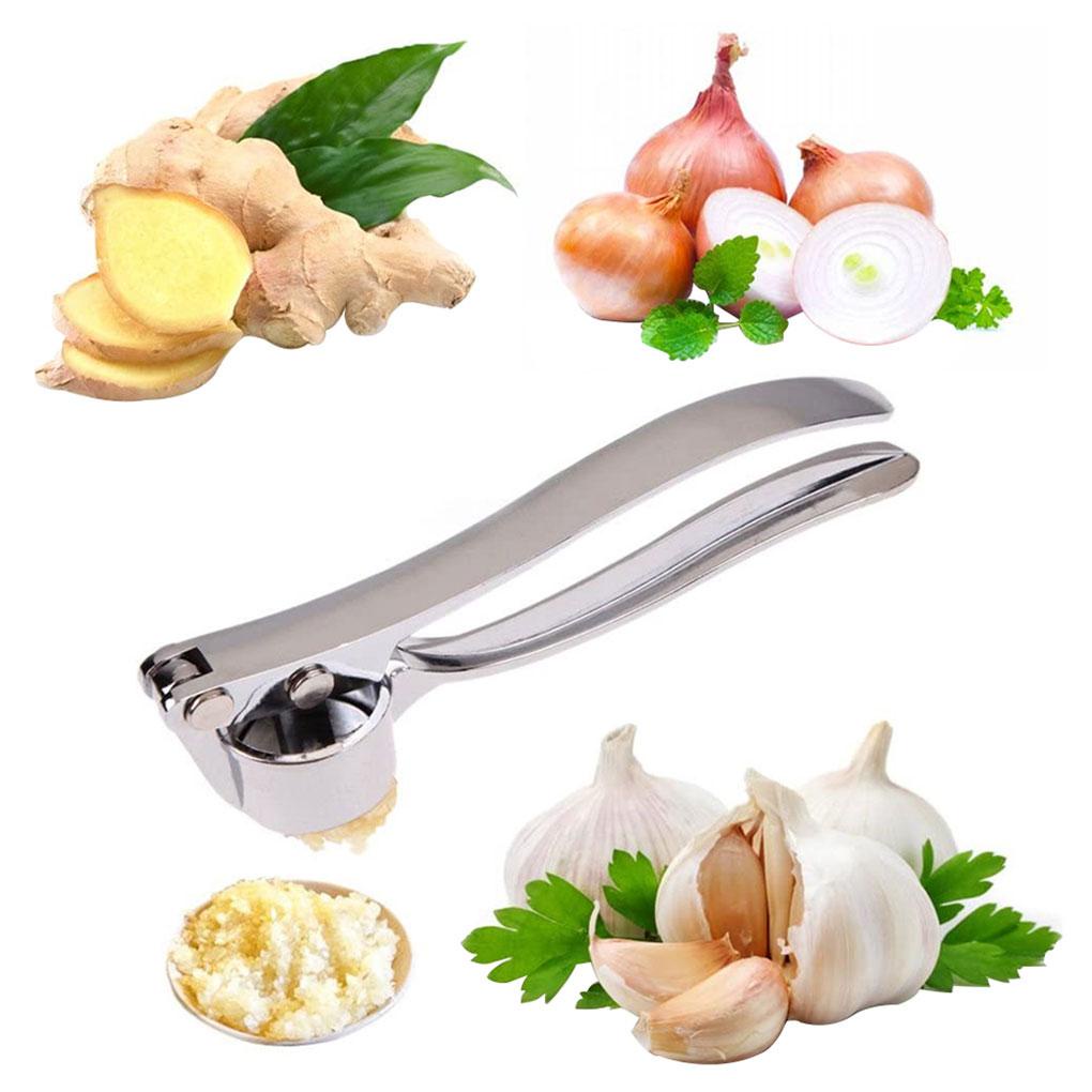 Anti Korosi Garlic Press Penghancur Aksesoris Squeezer Masher Tahan Aus Stainless Steel Mincer Silver Seperti Ditunjukkan