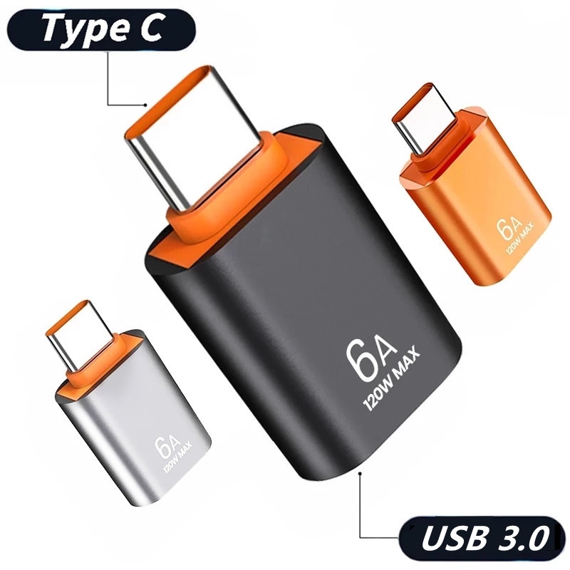 6a Adapter Konverter USB 3.0 OTG Ke Tipe-C Female Ke Tipe-C Male Portable Untuk Laptop / Handphone