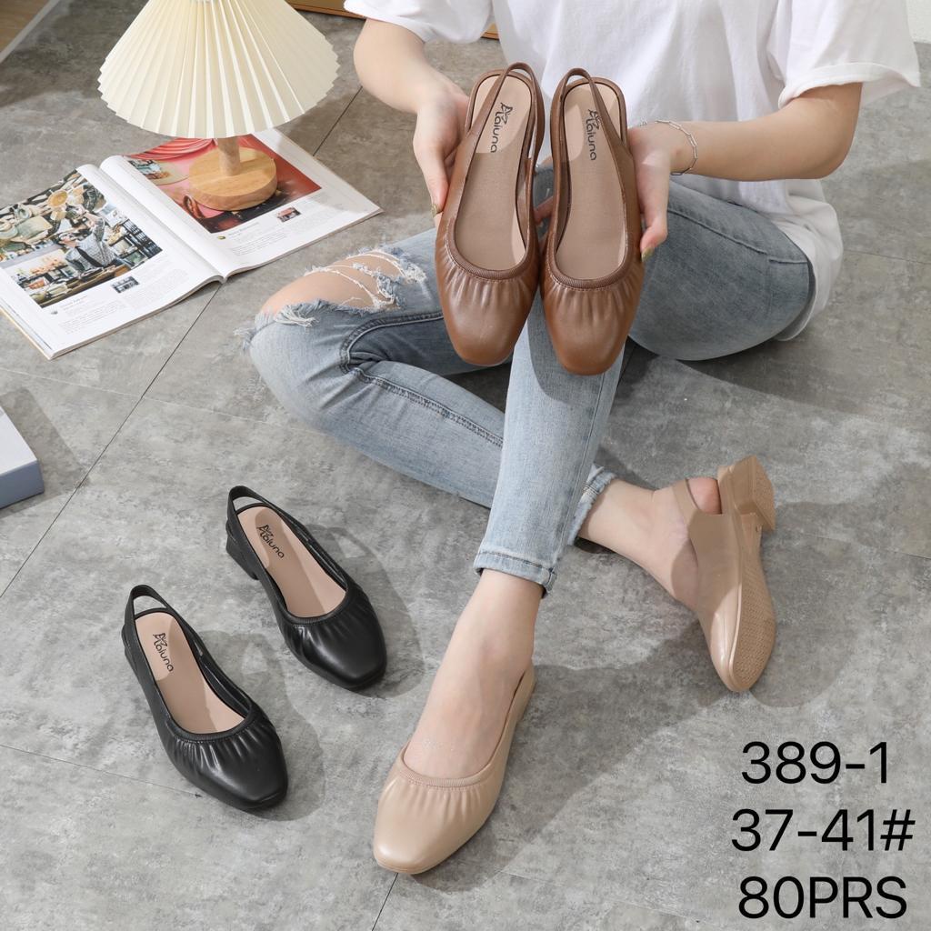 Sepatu Let Wanita Wedges Cantik Elegant Motif Kerut Simple Import LLS 389-1 37-41