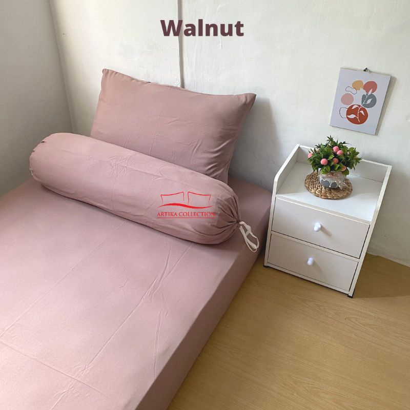 Sprei Estetik Warna Walnut Polos Tanpa Embos Bahan Polymicro Ukuran 180x200 160x200 120x200 Seprai Seprei